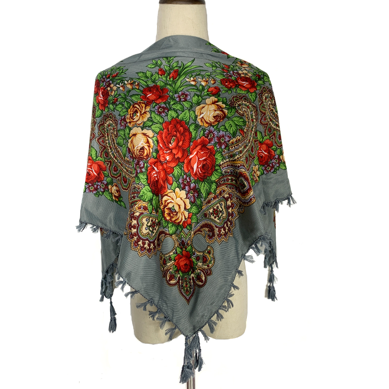 Bandana Cotton - 90*90cm WomenRussian 꽃 스퀘어 스카프 전통