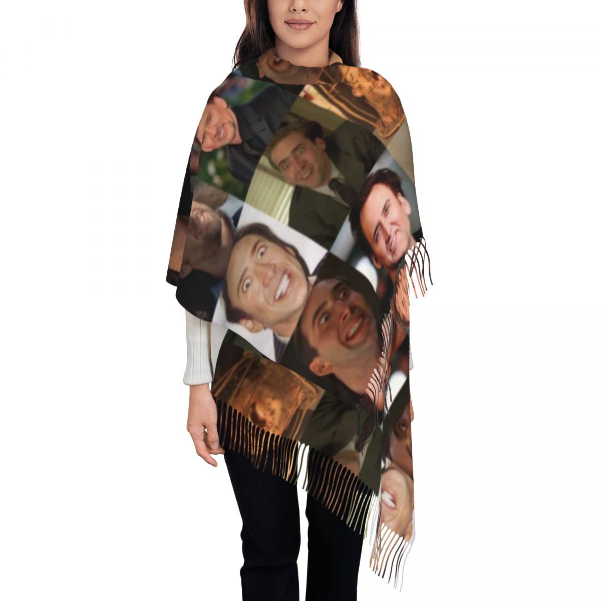 니콜라스 케이지 웃긴 얼굴 밈 숄 여성용 겨울 따뜻한  - Pashmina Wrap Large 리뷰 및 가격