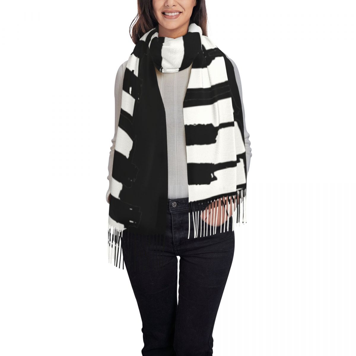 여성용 미니멀리즘 피아노 키 스카프 따뜻한 겨울 파시미 - Pashmina Wrap Large 리뷰 및 가격