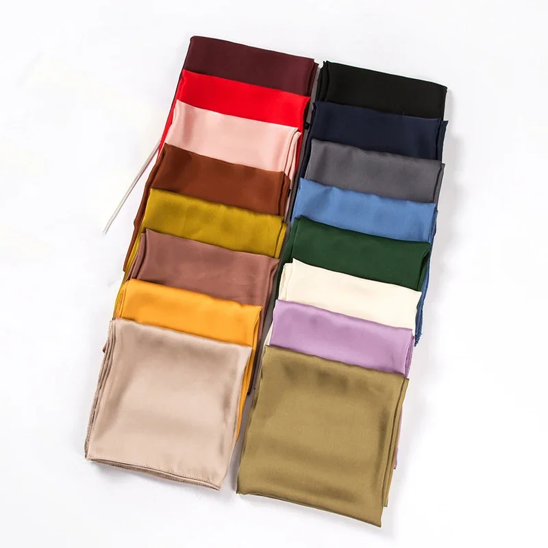 새틴 스카프 여성용 70cm 단색 부드러운 표면 헤드  - Scarf Silk Square 리뷰 및 가격