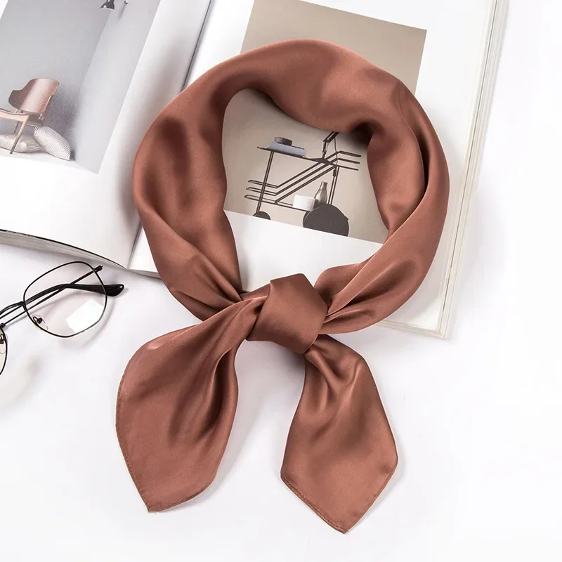 새틴 스카프 여성용 70cm 단색 부드러운 표면 헤드  - Scarf Silk Square 리뷰 및 가격