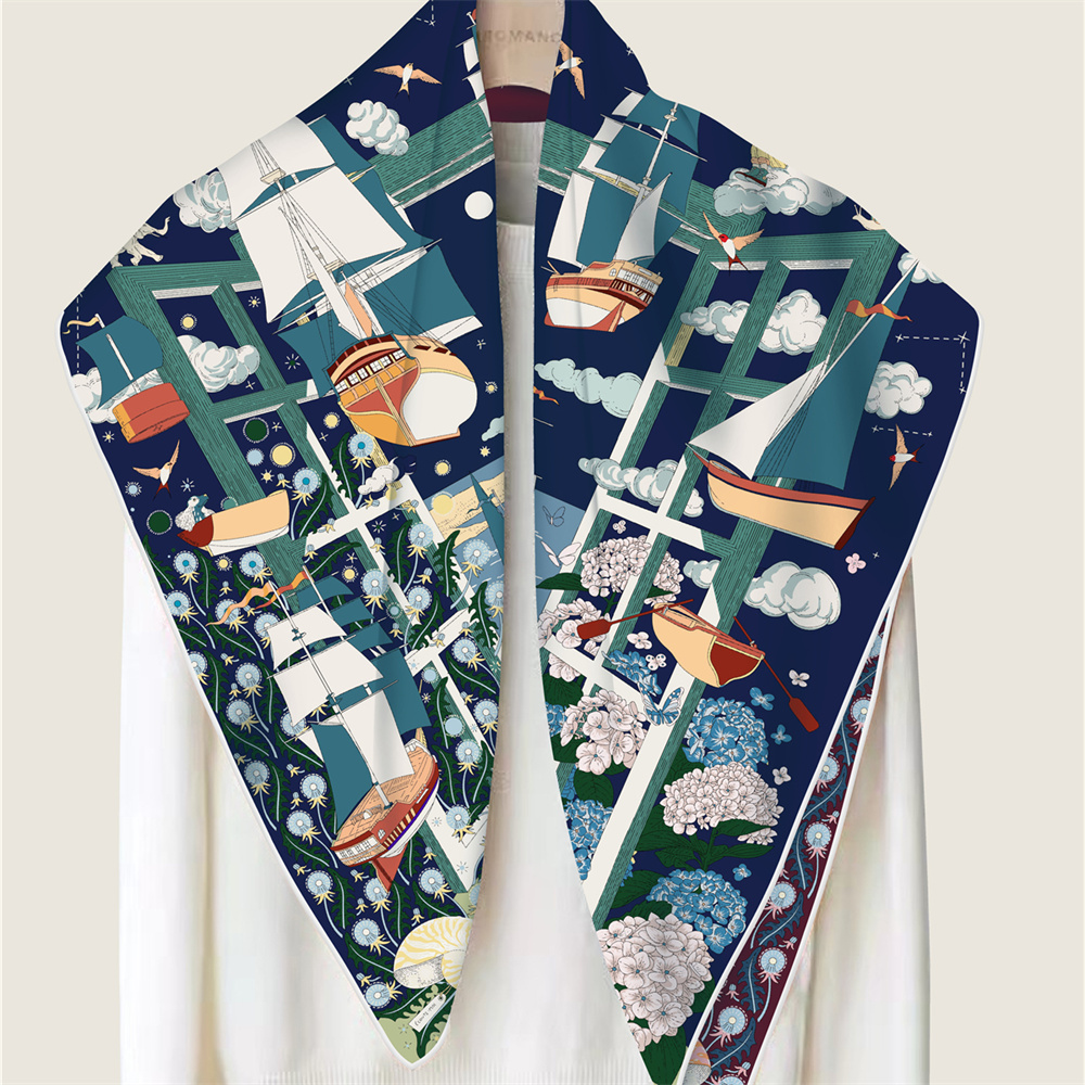 90CM 브랜드 실크 스카프 랩스 더블 프린트 트윌 실 - Face Scarf Mask 리뷰 및 가격