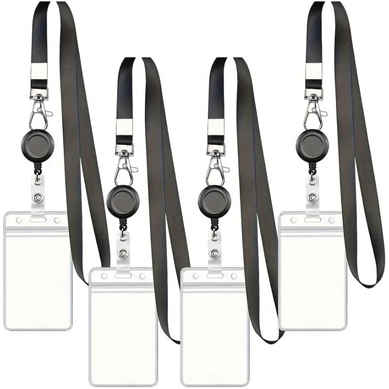 4PCS 랜야드 블랙 리트랙터블 배지 릴 작업 ID 및 - Lanyard Badge Holder 리뷰 및 가격