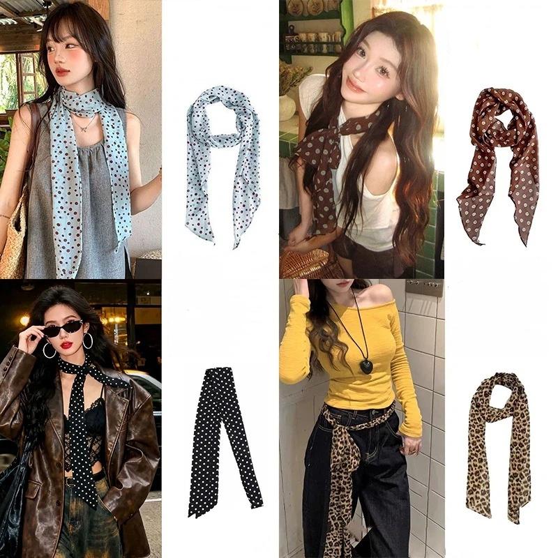 폴카 도트 꽃무늬 프린트 실크 스카프 얇은 넥 스카프  - Face Scarf Mask 리뷰 및 가격