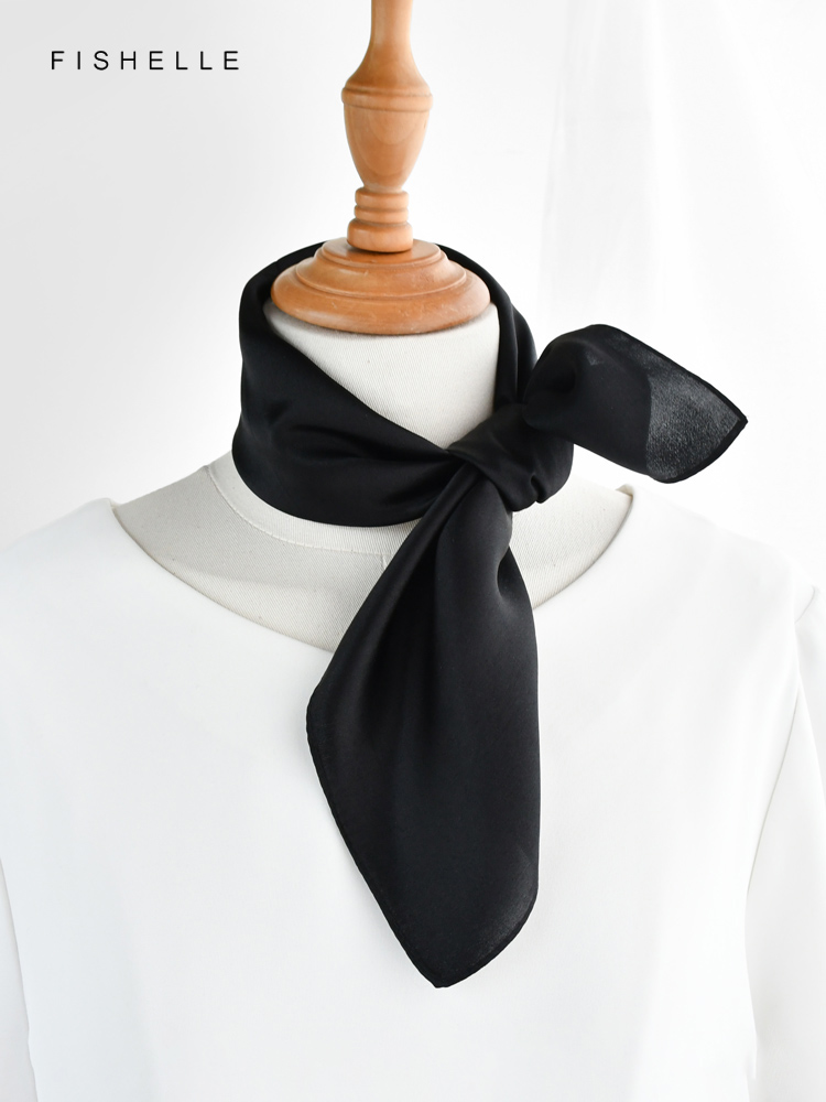 솔리드 컬러 블랙 순수 실크 스카프 머리 스카프 손수건 - Scarf Silk Square 리뷰 및 가격