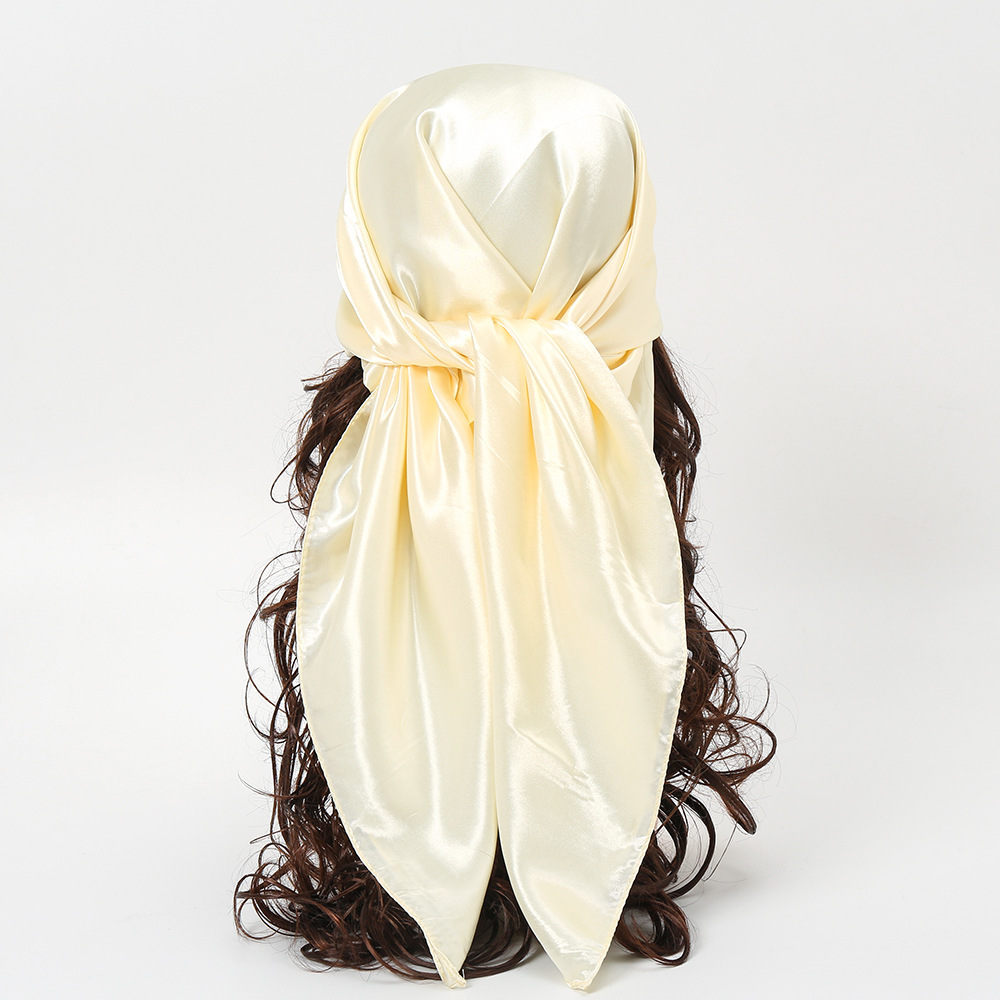 90cm 솔리드 컬러 네커치프 히잡 스카프 여성용 실크 - Scarf Silk Square 리뷰 및 가격